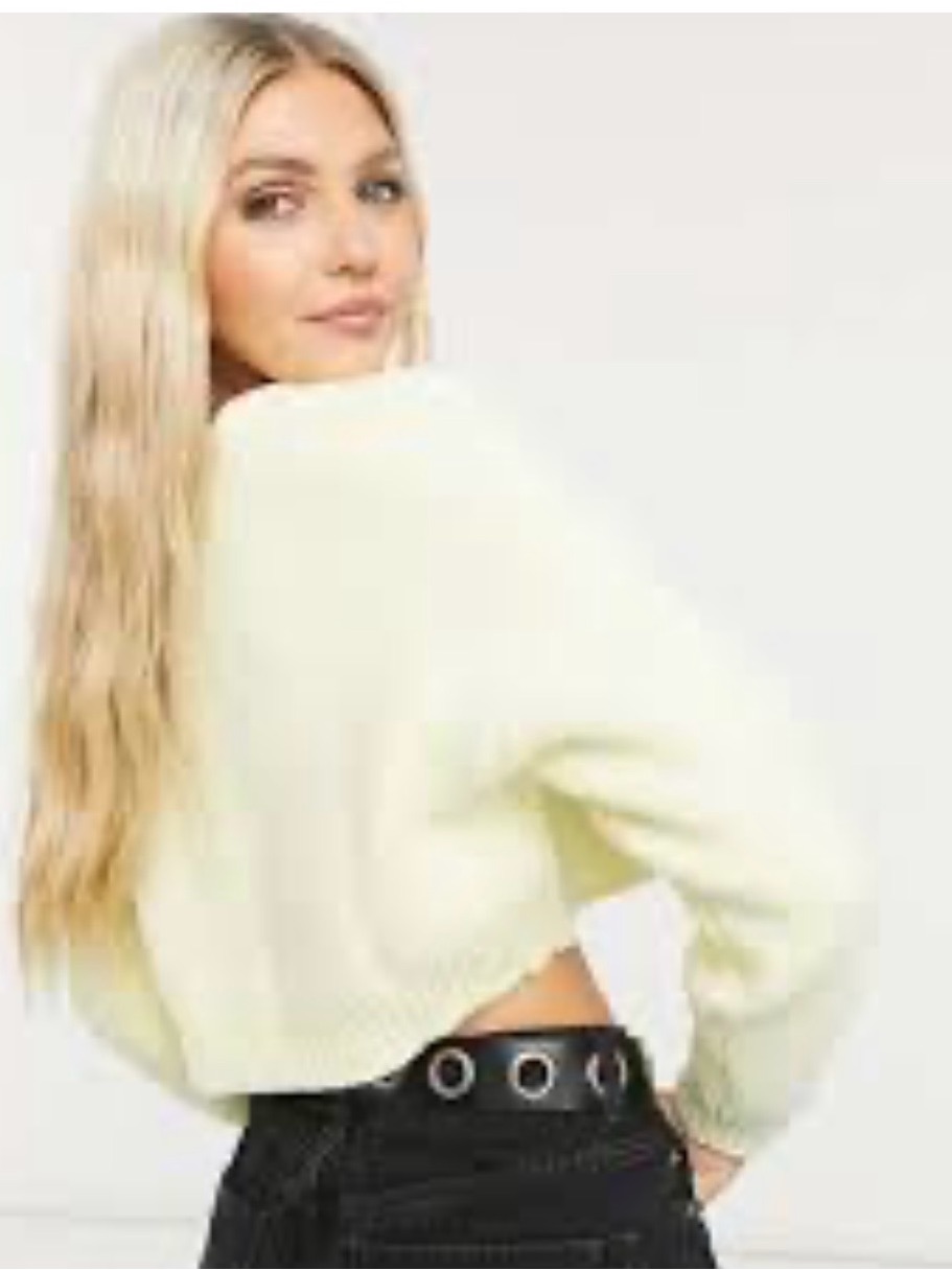Bershka Nwt Cropped Pale Yellow Soft Beautiful Knit Women's Sweater